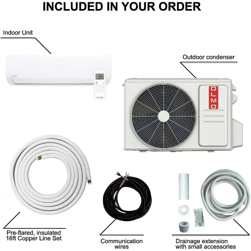 OLMO Alpic 9,000 BTU, 110/120V Ductless Mini Split AC/Heating System With Heat Pump Including 16ft Installation Kit… 4