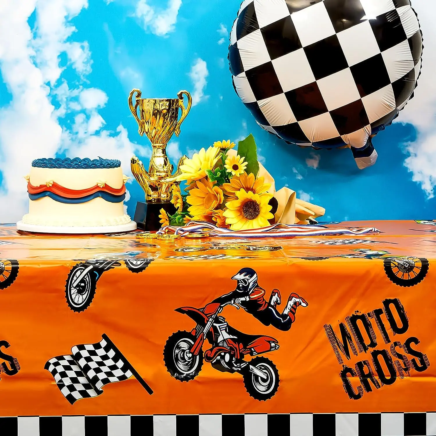 Dirt Bike Party liefert alles Gute zum Geburtstag Banner hängen wirbelt Motocross Nummer Luftballons Motorrad Rallye Junge Geburtstag Dekoration – Detail 6