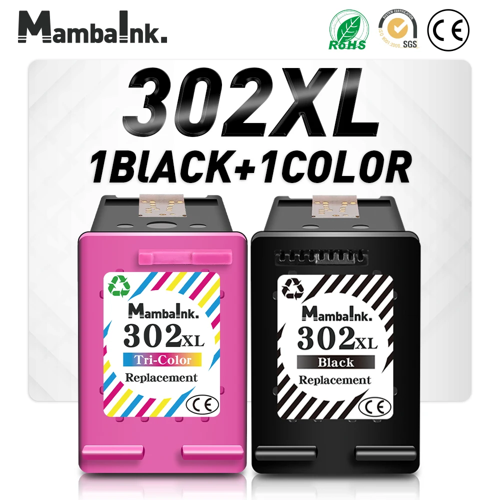 Mambaink Ink Cartridge Replacement For HP 302 HP302 XL For Envy 4520 4521 4522 4523 4524 4526 4526 4527 4528 3830 3831 Printer