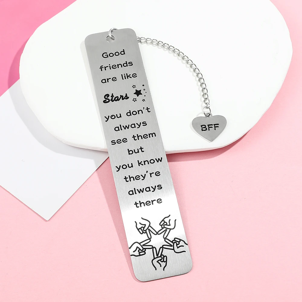 

About Friend Bookmarks Stainless Steel Book Mark For Friend Book Lover Girl Collectibles Gift Learning Tools School Supplies