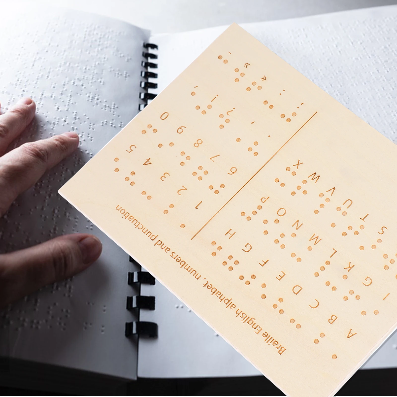 Braille Alphabet Board for The Blind People Reading Device Books Assistant Letter Boards Wood Assistive Devices Braille Board