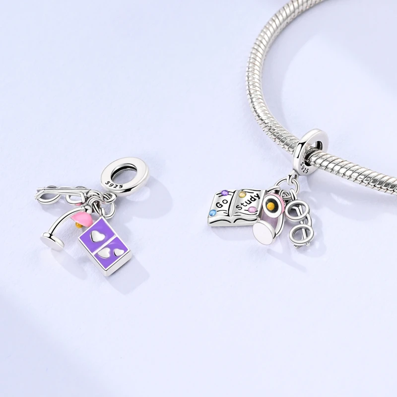 Heiße Verkäufe 925 Silber Original Charms Perlen Farbige Anhänger Charme Fit Armband Halskette Baumeln Für Frauen DIY Schmuck Machen – Detail 21