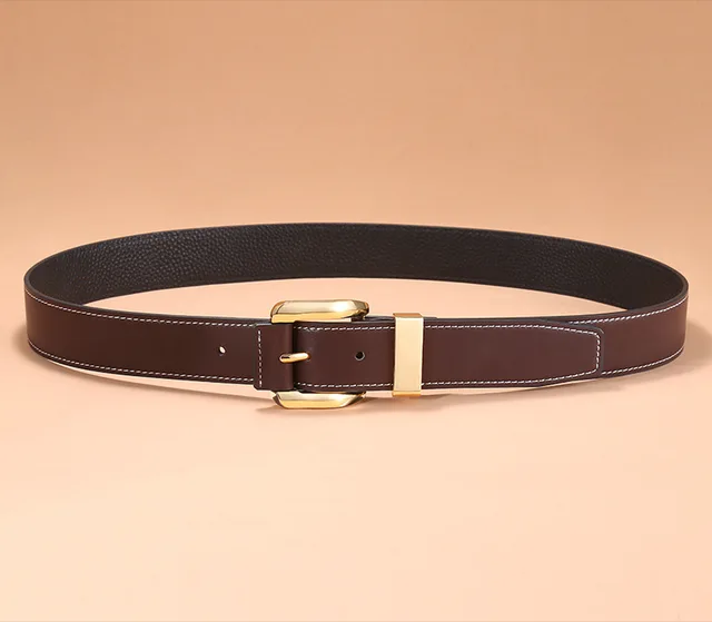 New Belt Men's Leather Simple Casual Buckle Belt Top Leather Youth