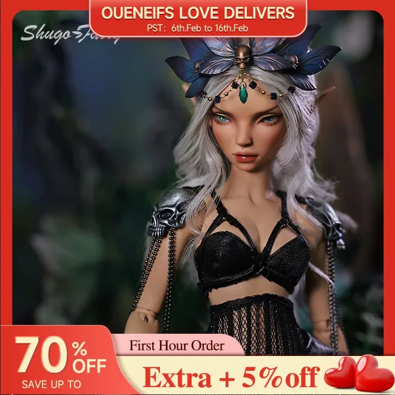 Minifee Nada Bjd Doll 1/4 Fairyland Dark Elf Warrior Nuia Msd Designer Completo Elegante Sculpt Abbronzatura Scheletro Fluorescenza