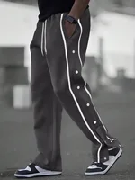 Pantalon long décontracté pour homme, coupe droite, printemps-automne, avec boutons et cordon de serrage ajustable à la taille, idéal pour le sport et le quotidien 4