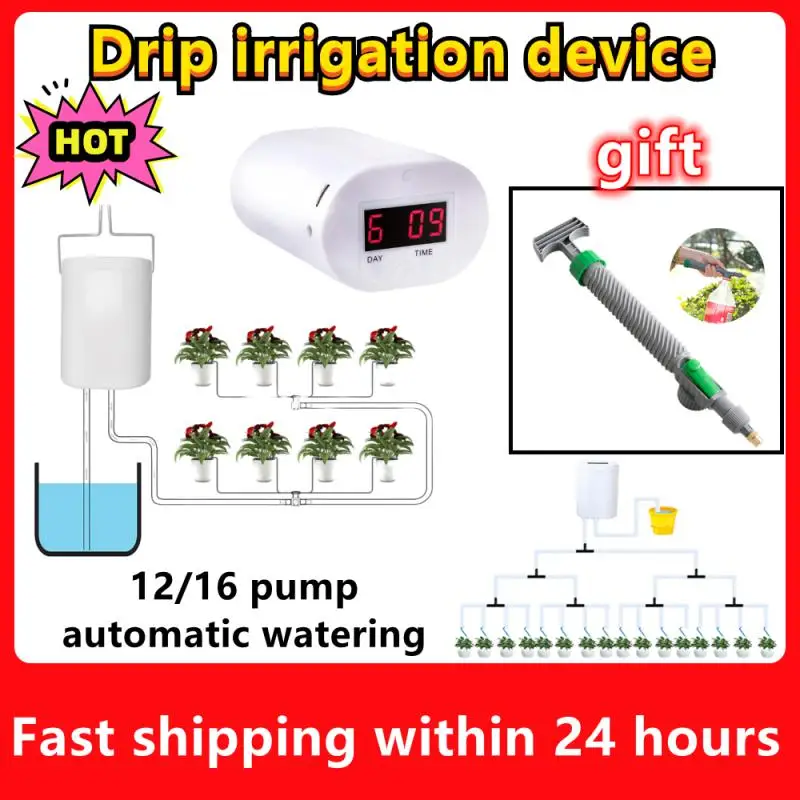 

12/16 Head Automatic Watering Pump Controller Flowers Plants Sprinkler Drip Irrigation System Kit Timer for Potted Plants