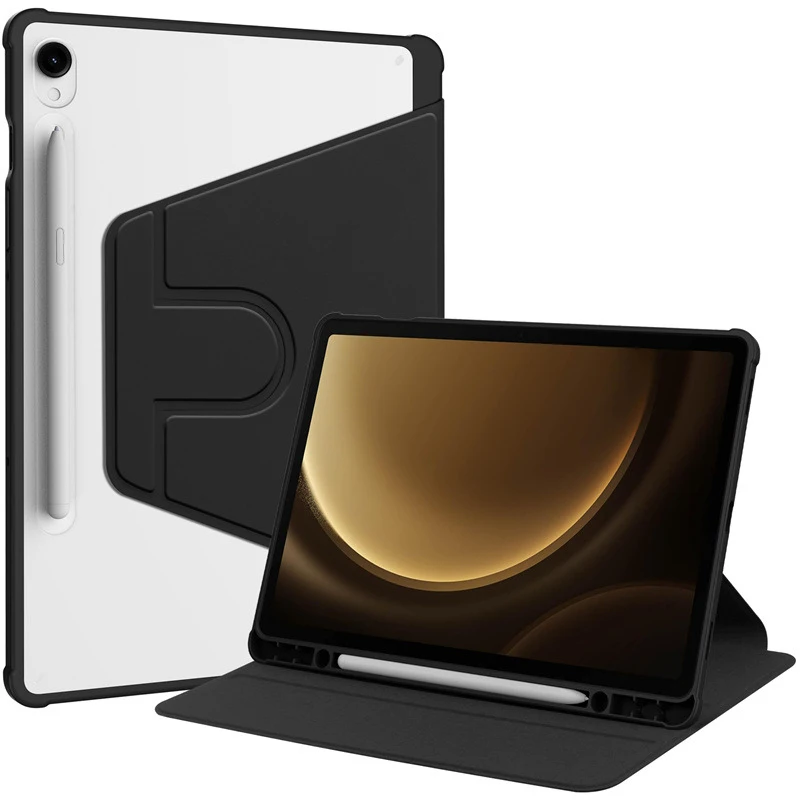 Enhanced Rotating Tablet Stand Case - Clear Shockproof Acrylic Cover