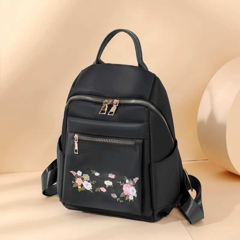 Three Colors Are Available Bag Original Chinese Style Embroidery Double Shoulder Back Nylon Backpacks Women's Designer Schoolbag 4