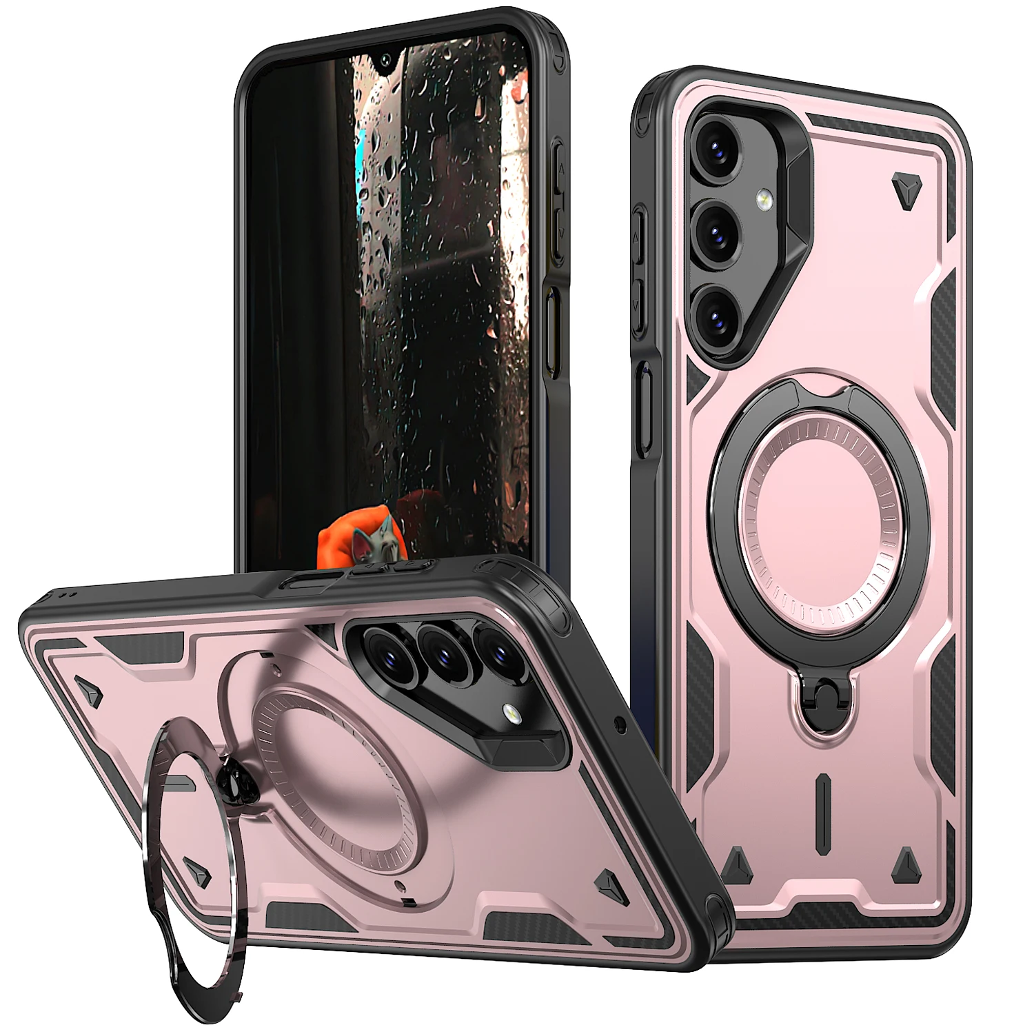 Armor Magsafe Magnetic Wireless Charging Case with Metal Ring Holder Back Cover