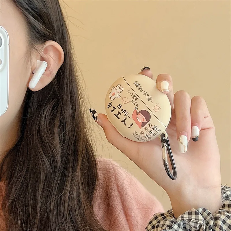 Cute work hard Boy Girl crystal sticker Soft Case for oppo enco