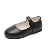 Spring Autumn Children's Leather Shoes Causal Black School Girl Shoes Solid Color Kids Fashion Performance Flat Shoes Hook Loop 2