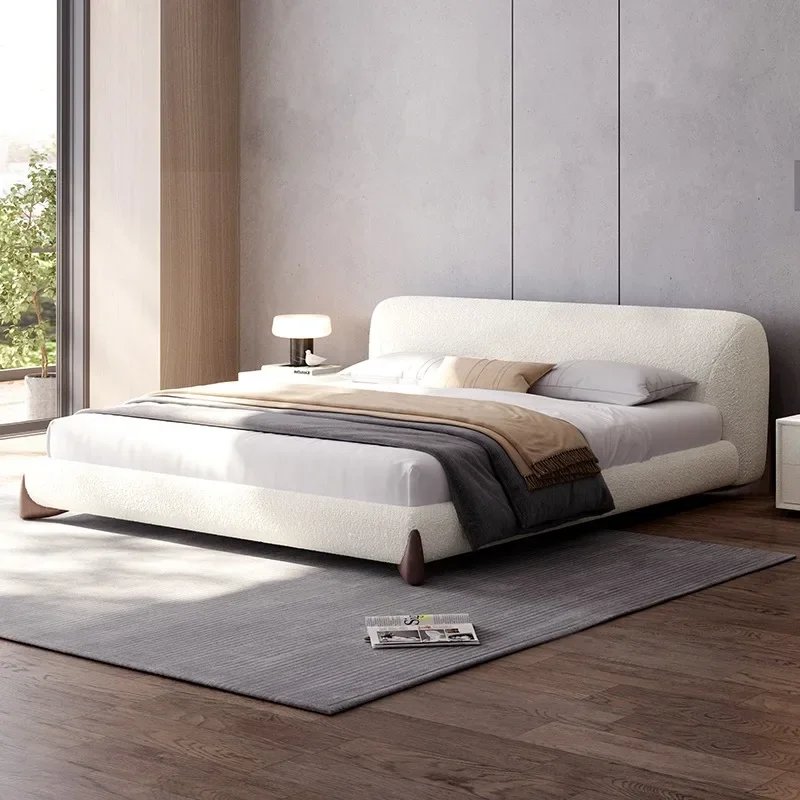 

bed Italian lamb modern simple cream wind light luxury technology cloth network celebrity double