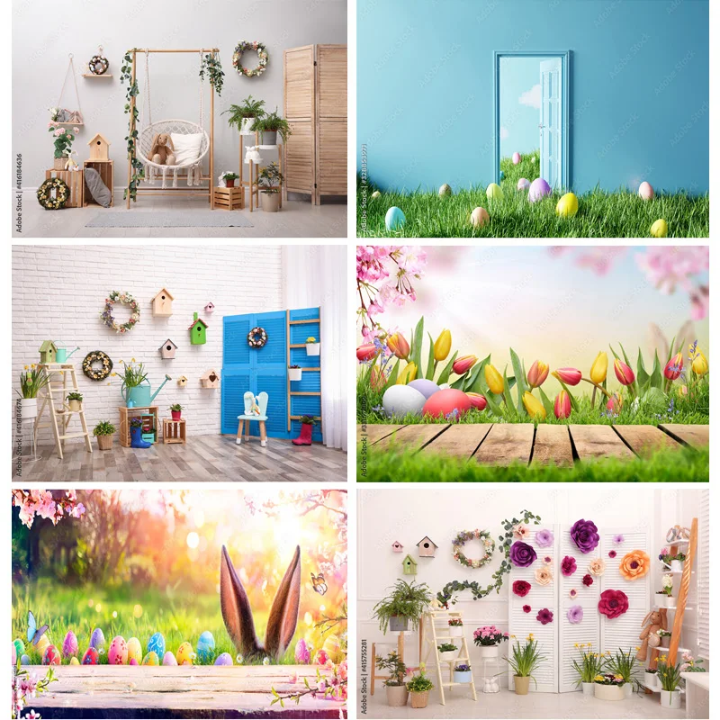 

Easter Eggs Photography Backdrops Photo Studio Props Spring Flowers Child Baby Portrait Photo Backdrops 21126 FHJ-06