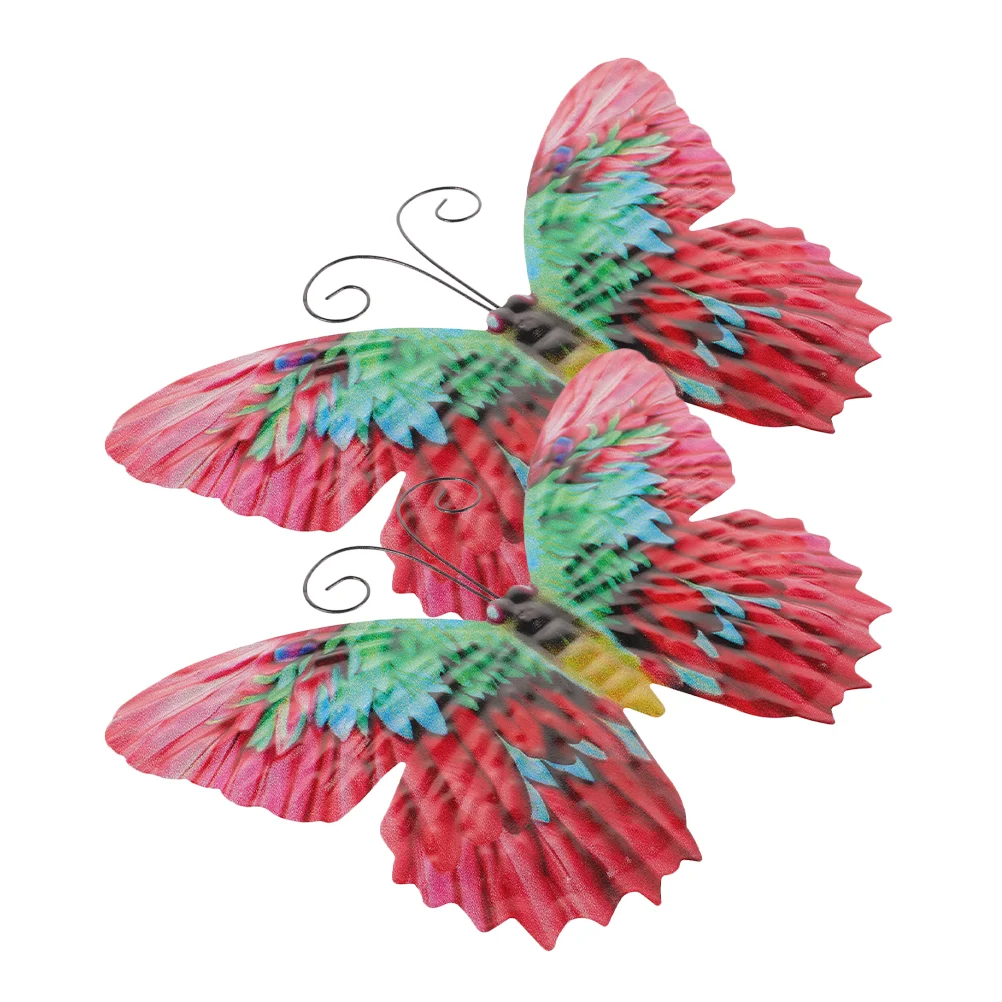 

2 Pcs Wrought Iron Butterfly Wall Hanging Purple Decor Outdoor Statues Art Decorate