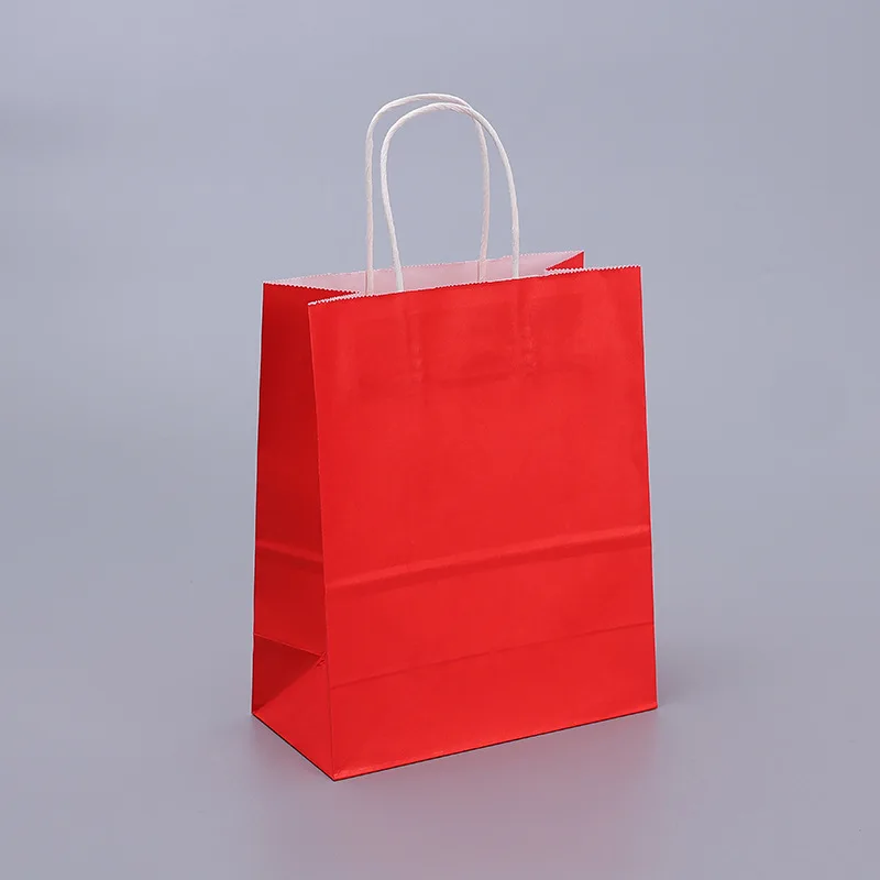 thumbnail image 1 of Bolsas de regalo de papel Kraft con asas, 10/20/30/50 unidades, para compras, manualidades, color marrón y blanco, para fiestas, suministros navideños, 1 of 5