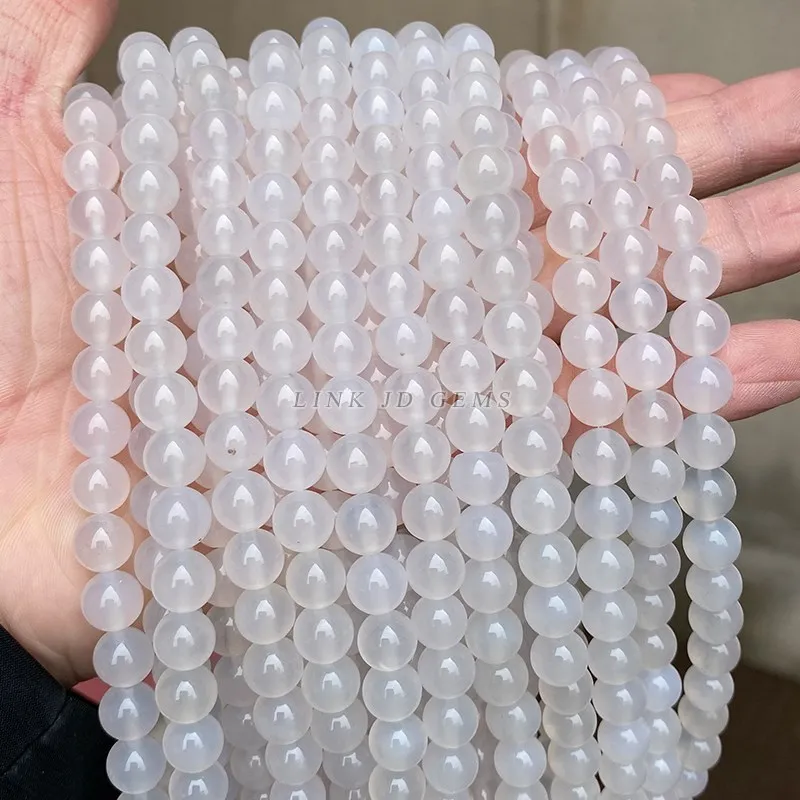 7A Top Quality Natural White Agate Beads Round Loose Spacer Onyx Bead For Jewelry Making DIY Charm Bracelets Necklace Accessory