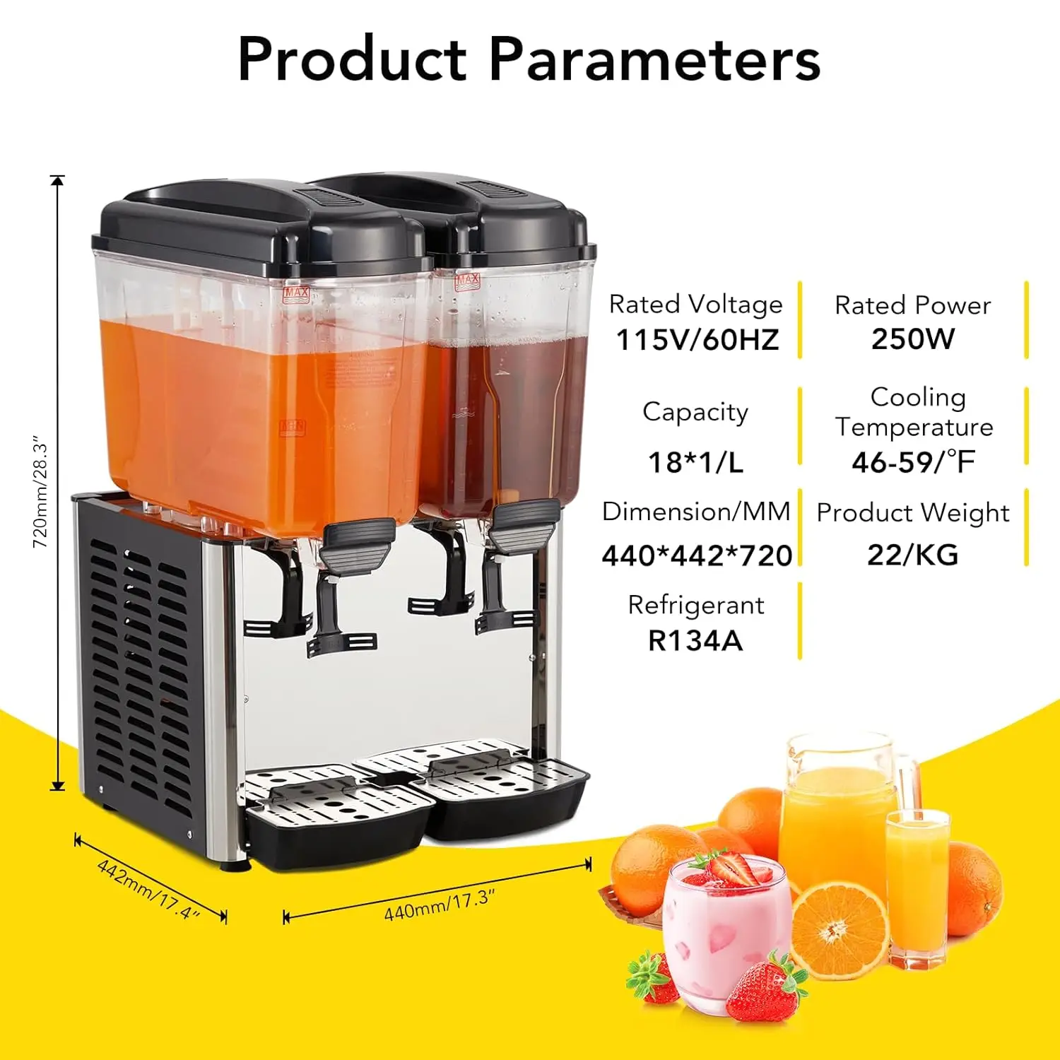 Commercial Beverage Dispenser 9.6 Gal Drink Dispenser,Food Grade Material Stainless Steel Slushy Machine Thermostat Controller 3