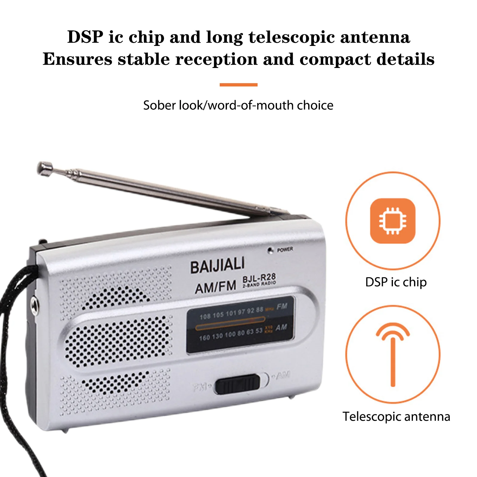 KK9 R28 Digital Retro Radios Handheld AM FM Radio Receiver Portable Battery Powered Radio With Built-In Speaker For Old People