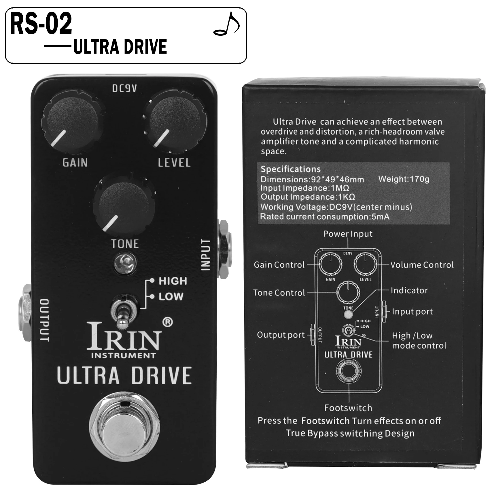 Enhanced Electric Guitar Effects Pedal: Versatile Fuzz, Overdrive, Distortion, Flanger, Ensemble & Tremolo Effects Accessory