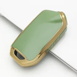 Premium 4 - Button TPU Car Smart Key Case Cover with Keychain Protector (Green key cover)