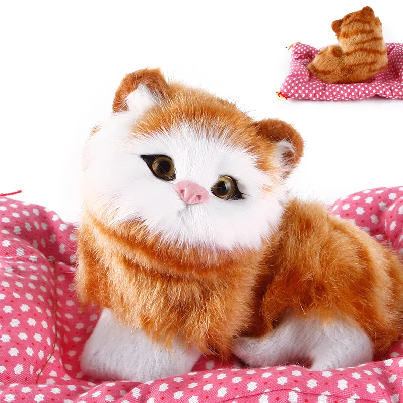 Stuffed Toys Lovely Simulation Animal Doll Plush Sleeping Cats Toy with Sound Kids Toy Decorations Birthday Gift For Children 5