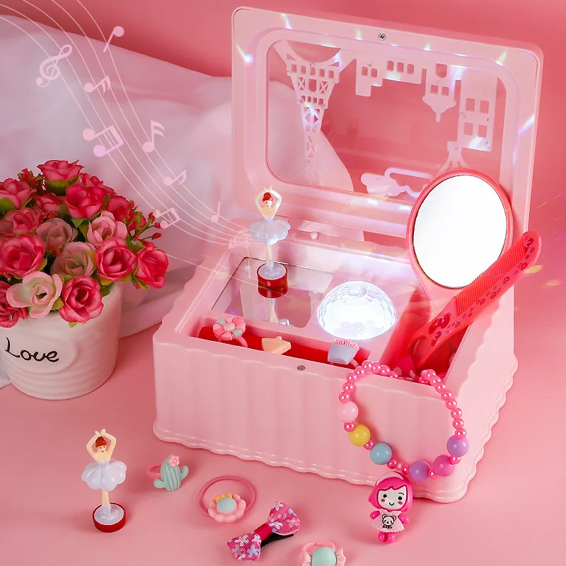 Pink Dancing Girl Music Box Jewelry Storage Organizer Music Box Ornaments Home Decor hot sales！！！new arrival makeup mirror drawer dancing ballerina girl music box kids musical toy gift wholesale dropshipping