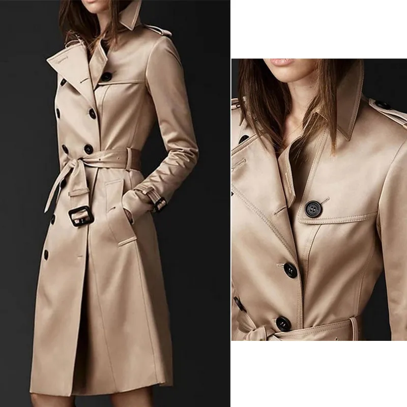 2022 Spring Fashion High Quality Women Trench Coat Long Windbreaker Fashion Trend Double-Breasted Slim Long Trench