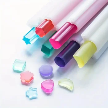 Stampi per tubi in silicone Strumenti per la produzione di sapone Forme assortite Stampo per sapone fatto a mano a forma di cuore/luna/stella/rotondo/quadrato/fiore di pruno