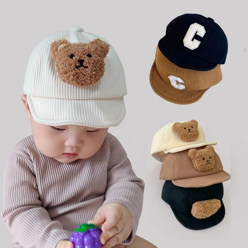 Corduroy Baseball Cap Beanie Baby Hat Cute Bear Toddler Baby Caps