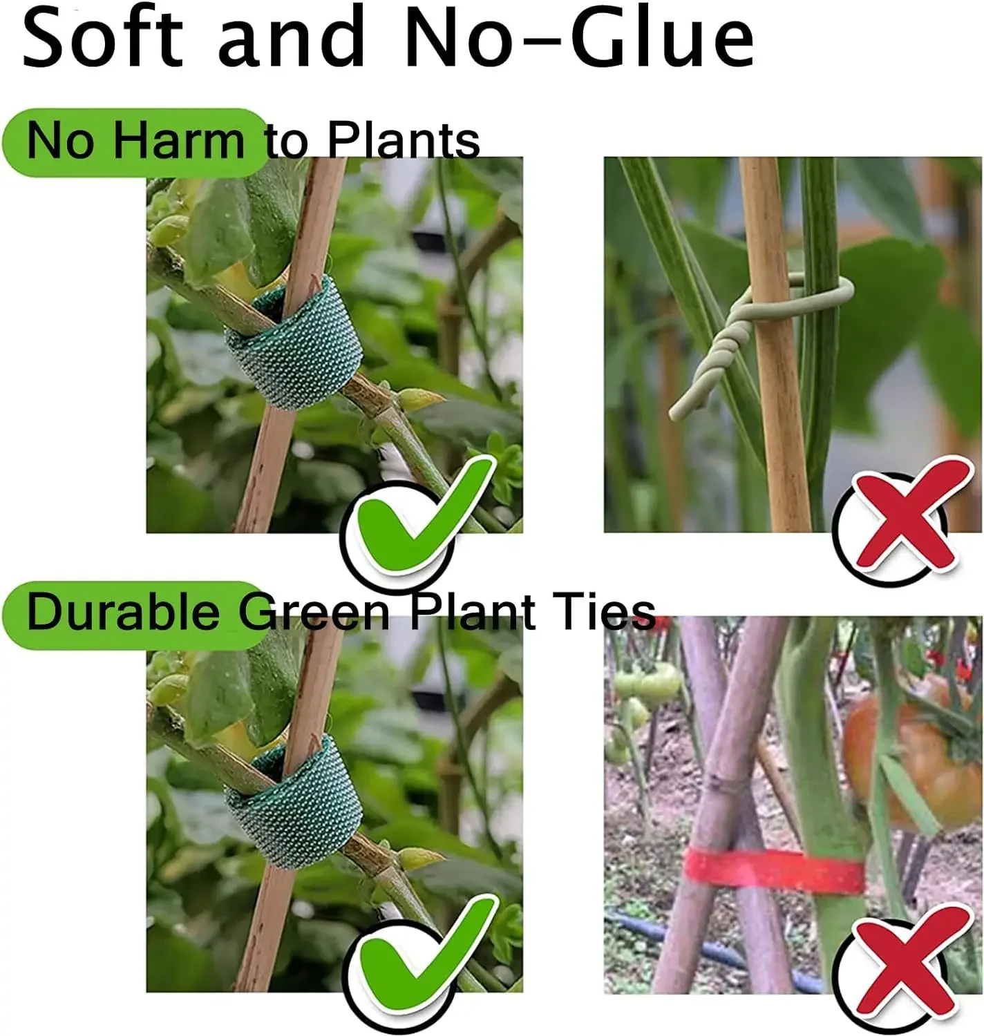 12mm x 5M Green Garden Plant Tie Tape Hook Loop Garden Strips Adjustable Tree Tie Plant Stake Cane Support Wrap Tape for Growing 3