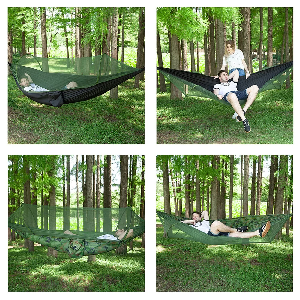 Outdoor Automatic Quick Open Mosquito Net Hammock Tent With Waterproof Canopy Awning Set Hammock Portable Pop-Up Travel Hiking