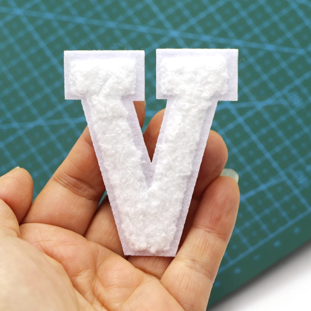 1PC72MM Weiß Chenille Brief Patch Eisen auf Patch Buchstaben Patch Für Jeans Kleidung Name Diy T-Shirt Reparatur Alphabet patch Abzeichen – Detail 22