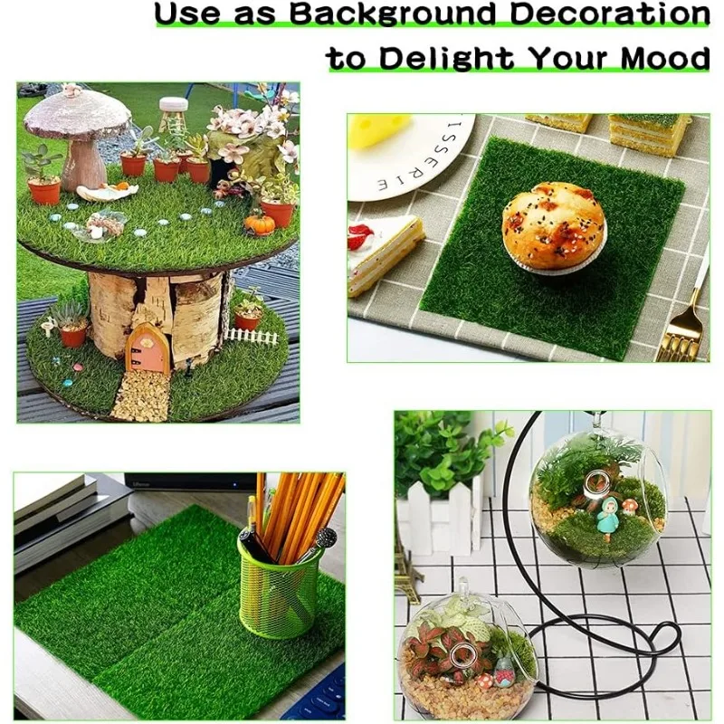 6 Pezzi Prato Artificiale 15x15cm - Tappetini Erba Sintetica Per Decorazioni Miniature E Fai Da Te - Foto 4