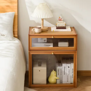 Comodino in legno massello armadietto piccolo semplice camera da letto casa 2025 nuovo comodino scaffale 1