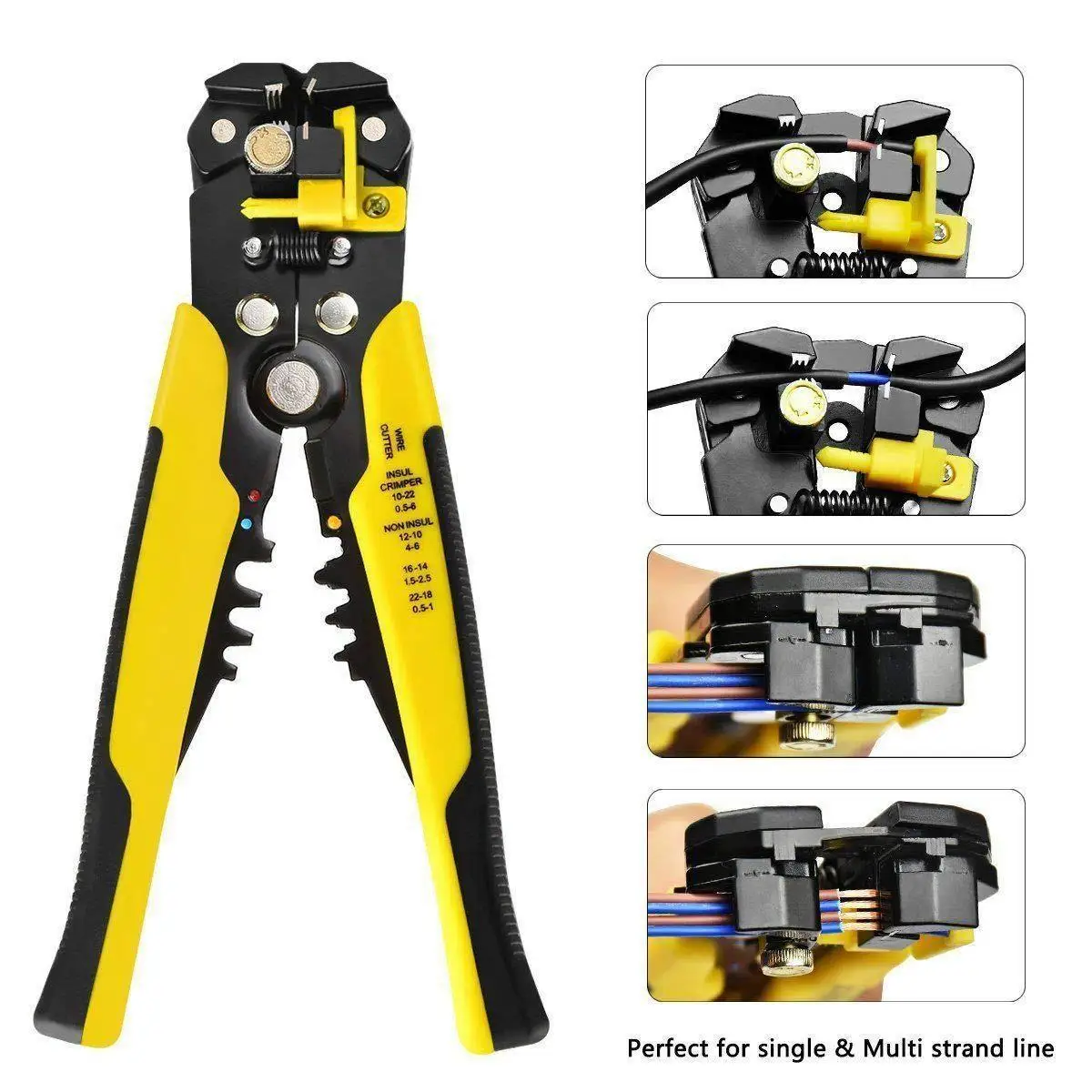 Wire Stripper Tools Multitool Plier Crimper Cable Cutter Multifunctional Stripping Tool Crimping Pliers Yellow