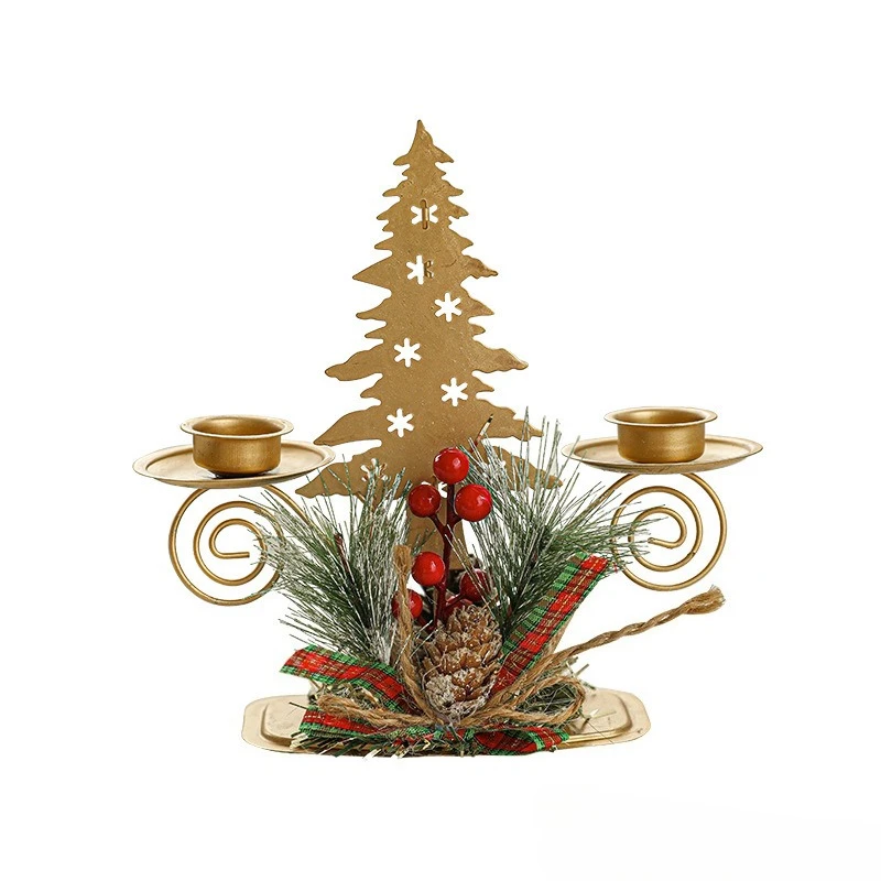 Christmas Candle Holder Golden Iron Snowflake Star Tree Reindeer Candlestick Table Ornaments For Navidad New Year home decor