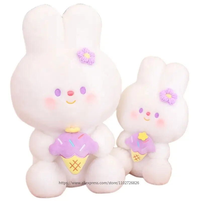 

25/40/50/65cm Kawaii Rabbit Toys Holding Ice Cream Stuffed Cute Bunny Animal Doll Pillow Sweet Baby Kids Girls Birthday Gift