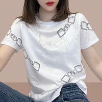 Woman T Shirt 100℅ Cotton Graphic Baggy Polo Neck Women Women's Clothing Trend 2025 Youthful Elegant Youth Fashion High Quality - Image 6