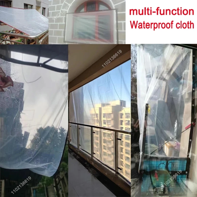 Transparent Outdoor Tarpaulin 0.16mm PE Rainproof Garden Plant Cover Gazebo Pergola Canopy Dog Pet Window Windproof Awning tarpaulin cloth