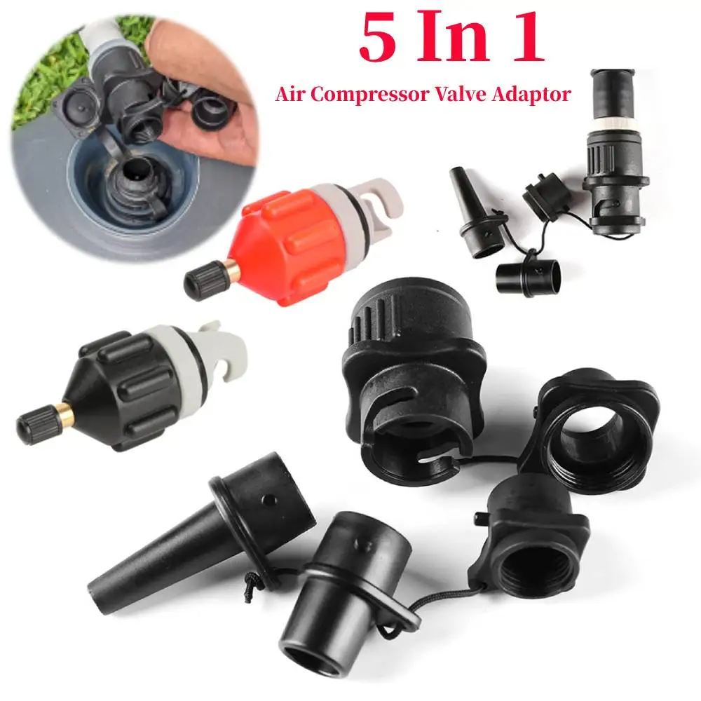 5 In 1 Air Valve Adapter for Rowing Rubber Boat Canoe Kayak SUP Board