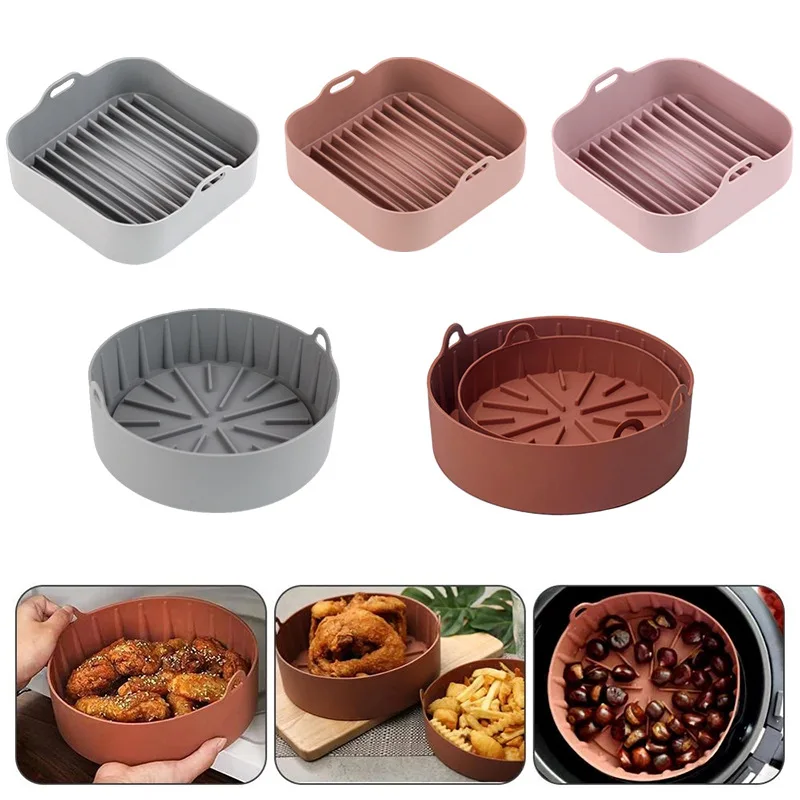 SOLUSTRE 6pcs 6 Air Fryer Accessories Kitchen Air Fryer Material Pizza  Plate Carbon Steel Frying Fryer Rack Round Oven Pizza Tray Kitchen Tools  Food