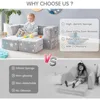 Kids Play Couch, Glow in The Dark Star Patterns Toddler Modular Sofa, Convertible Baby Fold Out Play Foam and Floor Cushion 6