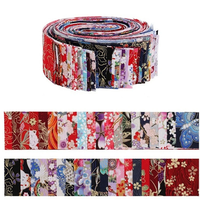 Japanese Jelly Roll Strips Fabric Cotton Quilting Material 40Pcs Craft Fabric Bundle