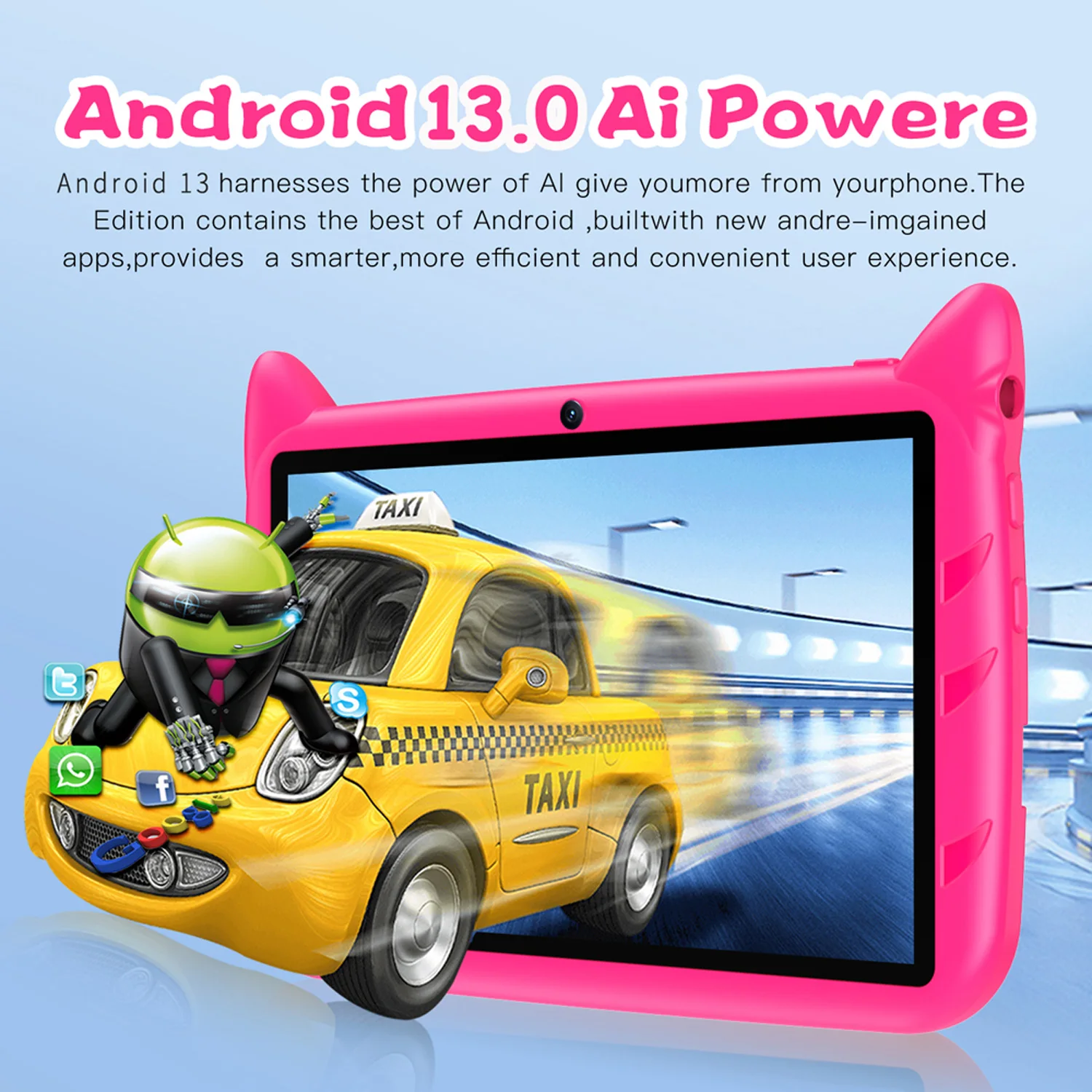 New 5G WiFi Kids Tablet 7 Inch Quad Core 4GB RAM 64GB ROM Android 13 Google Learning Education Games Tablets Bluetooth 2