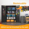 Upgraded high and wide metal storage cabinet with doors and 4 adjustable shelves, equipped with wheels and nail boards 6