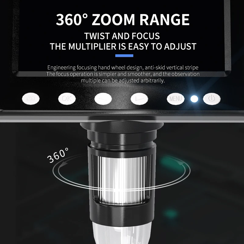 Hayve 4.3'' Digital Microscope 1600X USB Microscope 1080p Soldering Microscope with 8 LEDs Compatible with Windows/Mac OS (DM7)