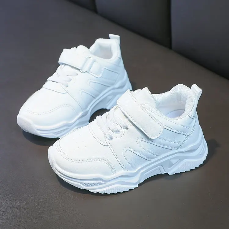 Breathable White Kids Sneakers for School