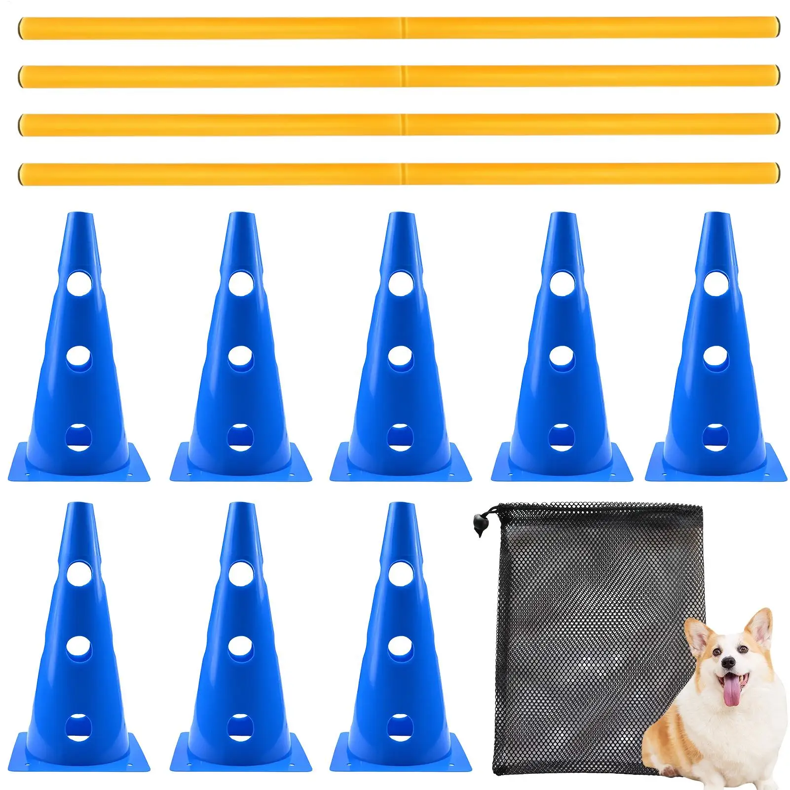 Set per Percorso Agility per Cani, Ostacoli e Coni, Attrezzatura per Esercizi, Set da Giardino per Cuccioli e Cani di Piccola, Media e Grande Taglia - immagine 2