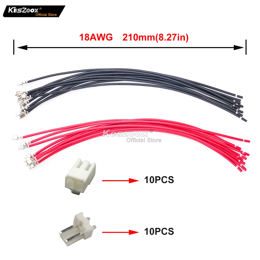 soquete kit com 210mm 18awg pre-frisado cabos fio jst-