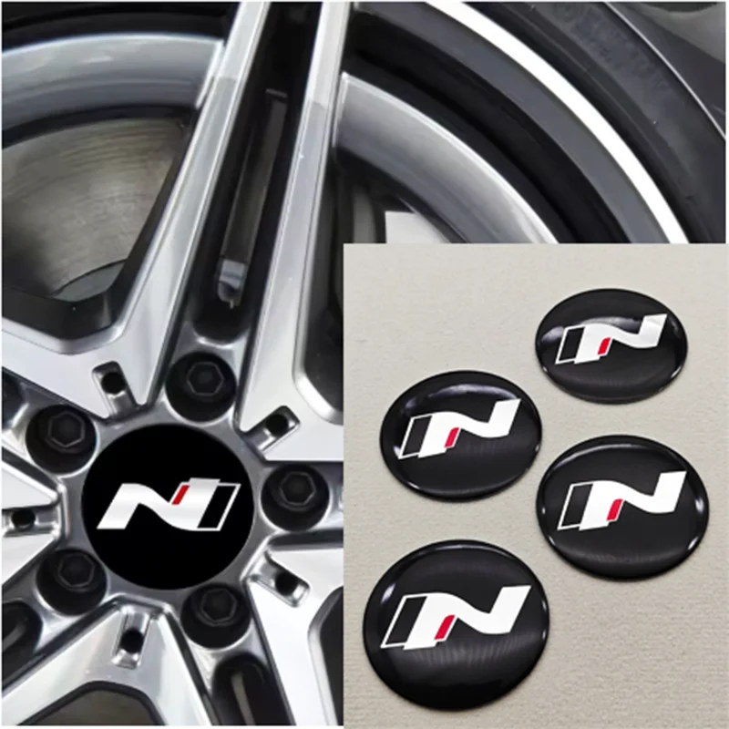 4-Piece Aluminum Car Wheel Center Stickers Hub Cap Decals 56mm